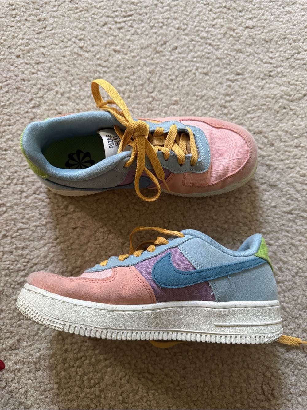 Nike Kids Pastel Pink Blue Yellow Accent Sneakers